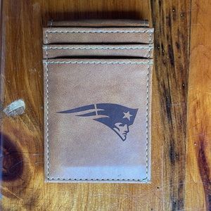 Patriots leather bill fold, light use